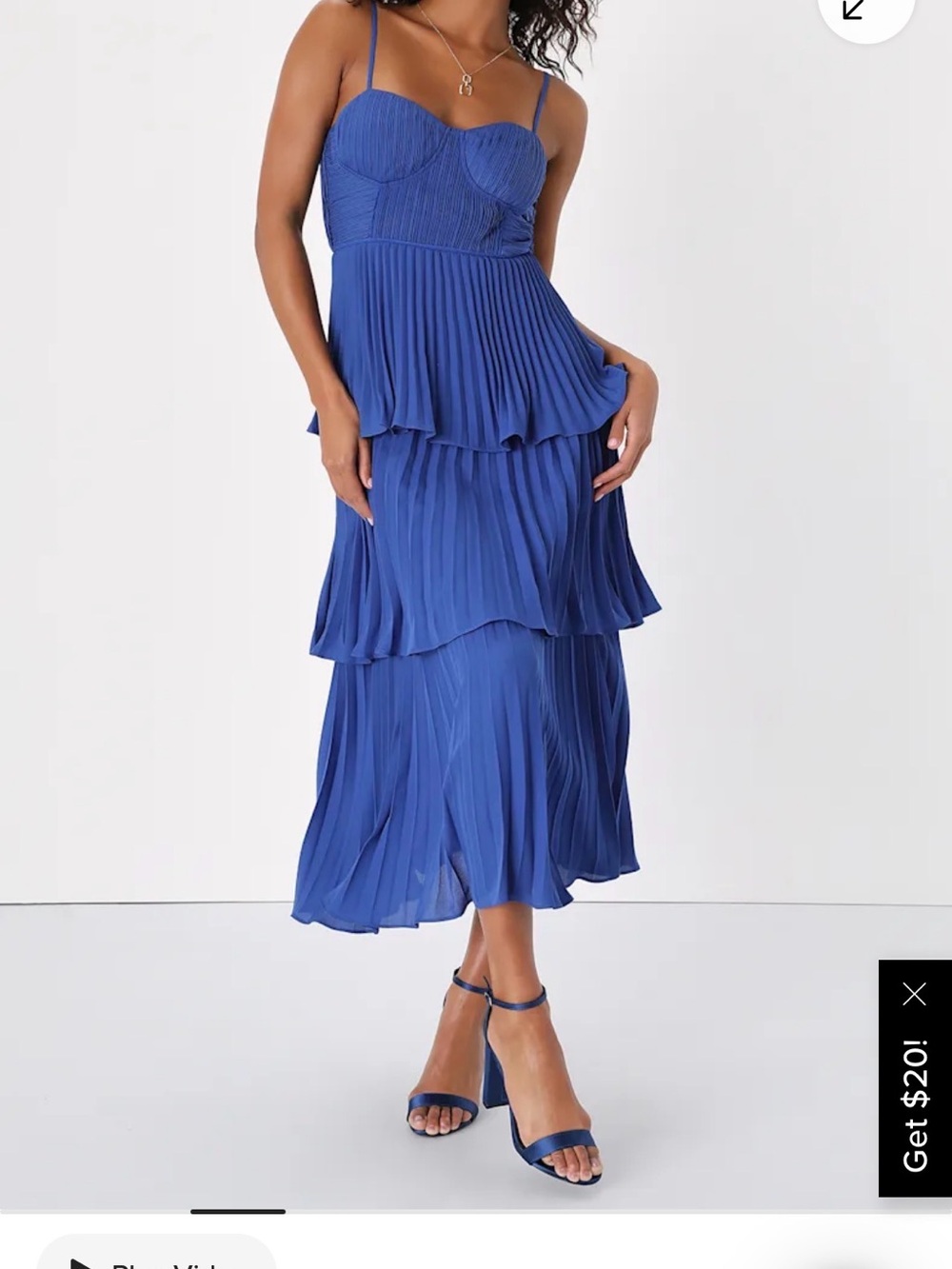 Lulu's Royal Blue Tiered Pleated Midi Skirt